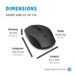 HP 150 Wireless Mouse – Ratón Inalámbrico Preciso y Cómodo para Portátiles y PCs, Ideal para Oficina, Estudio y Productividad Diaria
