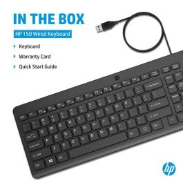 HP Teclado 150 con Cable USB Chiclet para PC Plug-and-Play Conexión Rápida y Cómoda