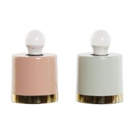 DKD Home Decor Lámpara Sobremesa Urban Coral Verde Jade Metal 10 x 10 x 10 cm