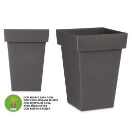 Maceta Cuadrada Gris Con Reserva Agua 30Cm Ibergarden (6 Unidades)