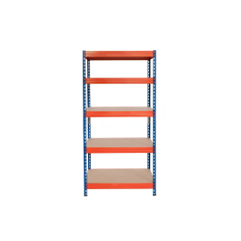 Ar storage Estanteria metalica 192x90x45 cm 5 estantes 220kg por estante bandejas de madera sin tornillos azul naranja