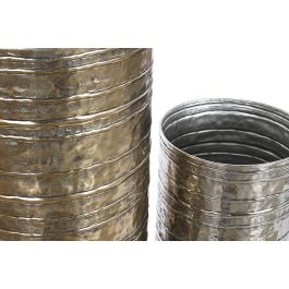 DKD Home Decor Luvato Jarrón Moderno Aluminio Dorado Plateado 31x31x106 cm Set de 2