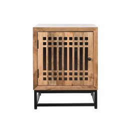 DKD Home Decor Mesita de Noche Oriental Japon India 40 x 65 x 50 cm Mango Cristal Listones