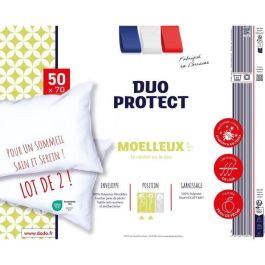 Dodo AAAMZ76264 Juego de 2 Almohadas Suaves Duo Protect 100% Poliéster Volupt'Air 50x70 cm Blanco