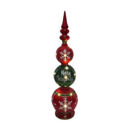 DKD Home Decor Figura Navidad Tradicional con LED integrado de Resina Rojo Verde, 30x30x109 cm (funciona con 3 pilas AA)