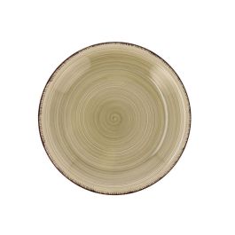 Quid Plato Postre Cerámico Vita Natura 19 cm Verde - Pack 12 Unidades, Pintado a Mano, Apto Lavavajillas y Microondas
