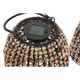 DKD Home Decor Lámpara Solar Terraza y Jardín Marrón Negro Junco LED Set de 3 (2 Unidades) 29 x 35 x 29 cm