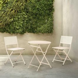 Set Mesa y 2 Sillas Blanco Roto Ibergarden 96x60x22 cm - Metal Set Mesa y 2 Sillas Blanco Roto Ibergarden 96x60x22 cm - Metal