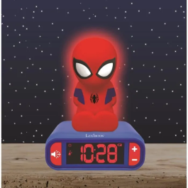 Lexibook Reloj Despertador Spiderman RL800SP con Luz Nocturna y Sonidos Marvel LCD Digital