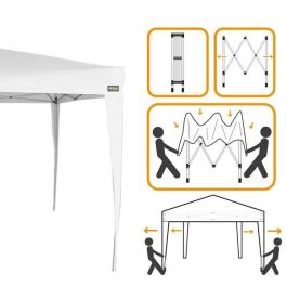 Cenador plegable poliester blanco aktive 300x300x250 cm Cenador plegable poliester blanco aktive 300x300x250 cm