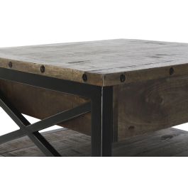 DKD Home Decor Mesa Centro Vintage Marron Oscuro Negro Mango Metal 74 x 44 x 116 cm
