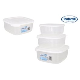 Set 3 Fiambreras Cuadradas Tontarelli 1L, 1.5L, 2.5L Blanco (20 Cajas)