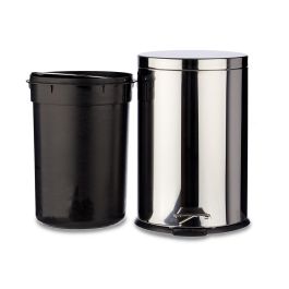 Berilo Papelera de Acero Inoxidable 20L Plata con Pedal, Cubo Extraíble, Dimensiones 30.5x36x44.5 cm