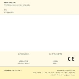 Edm Timbre musical modelo Duero 230V, 80 db, blanco, 11,6x4,8x11,6cm