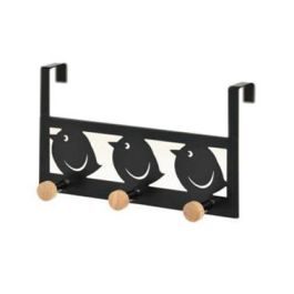 DKD Home Decor Perchero Básicos Negro Blanco Metal MDF 28.5 cm Ancho 16 cm Alto Pack 2 Unidades con 3 Colgadores