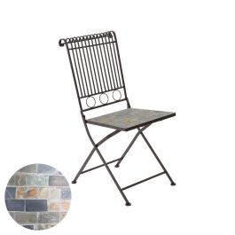 Silla metálica/mosaico Stuttgart color marrón para exterior 39x39x90cm hierro y piedra