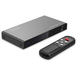 DIGITUS Switch Conmutador HDMI 4x1 4K/60Hz HDCP 2.3 - 18 Gbit/s con Mando a Distancia y USB