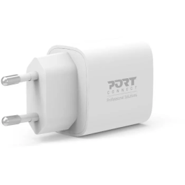 Port Designs Cargador de Pared USB-C 20 W Blanco, 900031EU - Cargador Rápido de Bolsillo