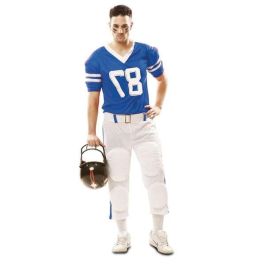Disfraz jugador rugby azul camiseta, cinturón y pantalón talla XXL