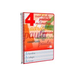 Cuaderno Espiral Liderpapel Cuarto Pautaguia Tapa Dura 80H75 gr Cuadro Pautado 4 mm Con Margen 6 unidades