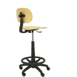 Piqueras y Crespo Taburete de Trabajo T32, Giratorio y Regulable en Altura, Ergonómico con Asiento y Respaldo de Madera Haya
