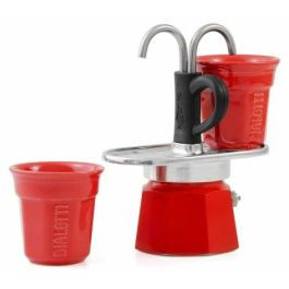 Bialetti Cafetera Italiana Mini Express Roja - Set con 2 Tazas - Aluminio 0.09L (2 tazas)