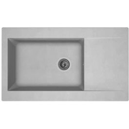 Stradour Fregadero de Cocina Empotrado Einna - 1 Recipiente Grande + Escurridor - Resina - 86x50 cm - Gris Platino