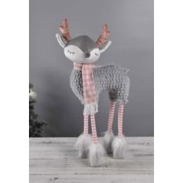 DKD Home Decor Figura Decorativa de Navidad Ciervo de Fantasía en Poliéster, Colores Gris Rosa Blanco, Dimensiones 11x49x20 cm Precio: 14.14974. SKU: B1DG948KEY