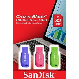 Sandisk Cruzer Blade USB 2.0 32GB Pen Drive (Pack 3) Azul Verde Rosa Precio: 81.50000012. SKU: S8417256