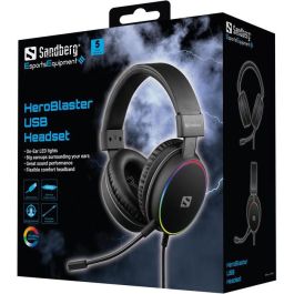 Sandberg HeroBlaster Auriculares Gaming USB de Diadema Supraaurales con Aislamiento de Sonido, Cómodos para Largas Sesiones