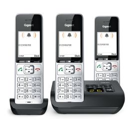 Gigaset COMFORT 500A trio Teléfono DECT/analógico con manos libres y contestador automático, Negro Plata