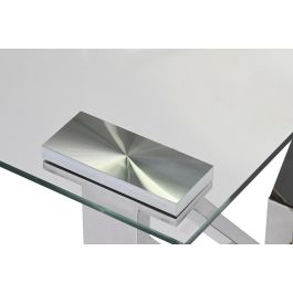 DKD Home Decor Mesa Centro Moderno Transparente Cristal Acero 70 x 45 x 130 cm