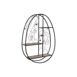 DKD Home Decor Estanteria Pared Metal y MDF Negro Natural 12.2 x 72 x 53 cm con 3 Estantes