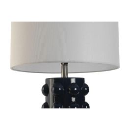 DKD Home Decor Lámpara Sobremesa Azul Blanco Gres Lino 40 x 74 x 40 cm