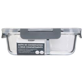 Cook Concept Hermético con 2 Compartimentos de Vidrio Borosilicado y Tapa de Plástico y Silicona 21x16 cm