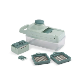 Livoo Mandolina Multifunción MEN435 con 8 Cuchillas de Acero Inoxidable y Bandeja Recolectora de 1.5L para Uso Seguro