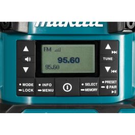 Makita MR009GZ Radio con Linterna de Batería 40V, LED, 300 lúmenes, Ion de Litio, Negro/Azul/Blanco
