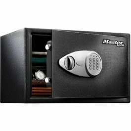Master Lock Caja Fuerte Electrónica Programable con 2 Pasadores Acero, Llave Emergencia y Kit Anclaje - Negro y Gris Metalizado