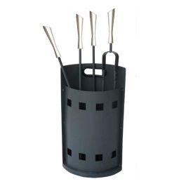 DKD Home Decor Chimenea Loft Negro Acero Inox Set de 4 Piezas 62 x 11 x 2 cm