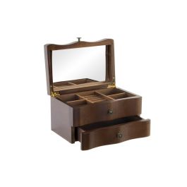 DKD Home Decor Joyero Marrón con Espejo y 1 Cajón, de MDF y Terciopelo, 20x13.5x12 cm Precio: 21.49999995. SKU: S3020314