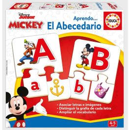 EDUCA BORRAS Juego Aprendo el Abecedario Mickey Disney para Niños +4 Años - Asociar Letras Mayúsculas y Minúsculas - 81 Piezas