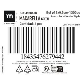 Bol Macarella Green 1300 ml - Inde (16 Unidades) Bol Macarella Green 1300 ml - Inde (16 Unidades)