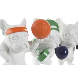 DKD Home Decor Figura de Bulldog Moderno Blanco Multicolor 13.5 x 24 x 17 cm (3 Unidades) de Resina