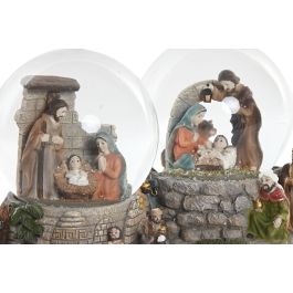 DKD Home Decor Juego de 4 Bolas de Navidad Tradicionales Multicolor de Cristal con Iluminación LED para Árbol de Navidad 11 x 13 x 11 cm