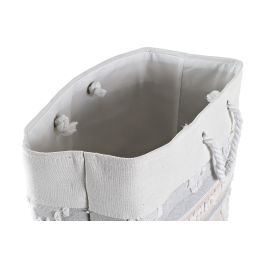 DKD Home Decor Cesta Boho Gris Blanco Algodon 35 x 55 x 35 cm (2 Unidades)