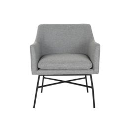 DKD Home Decor Silla Scandi Gris de Poliéster y Metal, Altura Asiento 47 cm, 60.5 Largo x 59.5 Ancho x 78 Alto cm
