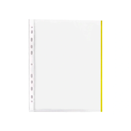 Q-connect Funda Multitaladro Cristal DIN A4 70 micras Borde Amarillo, Bolsa 10 Unidades