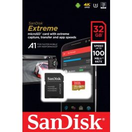 Sandisk SDSQXAF-032G-GN6MA Tarjeta MicroSDHC Extreme de 32 GB Clase 10 UHS-I, Velocidad de Lectura 100 MB/s, Escritura 60 MB/s