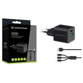 Conceptronic Cargador Pared Althea16B 33W Negro Universal 2 Puertos
