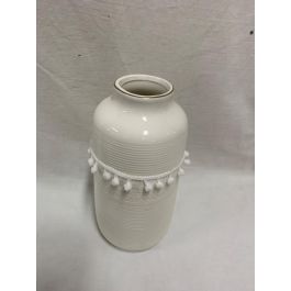 DKD Home Decor Jarrón Blanco Estilo Boho 12 x 24 x 12 cm Gres Algodón Pompon Colección Kb Etnico 2 Precio: 9.5000004. SKU: S3031670